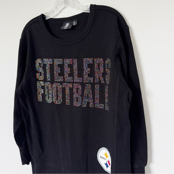 Black Pittsburgh Steelers Rhinestone Sweatshirt NFL Apparel Small - Picture 3 of 4